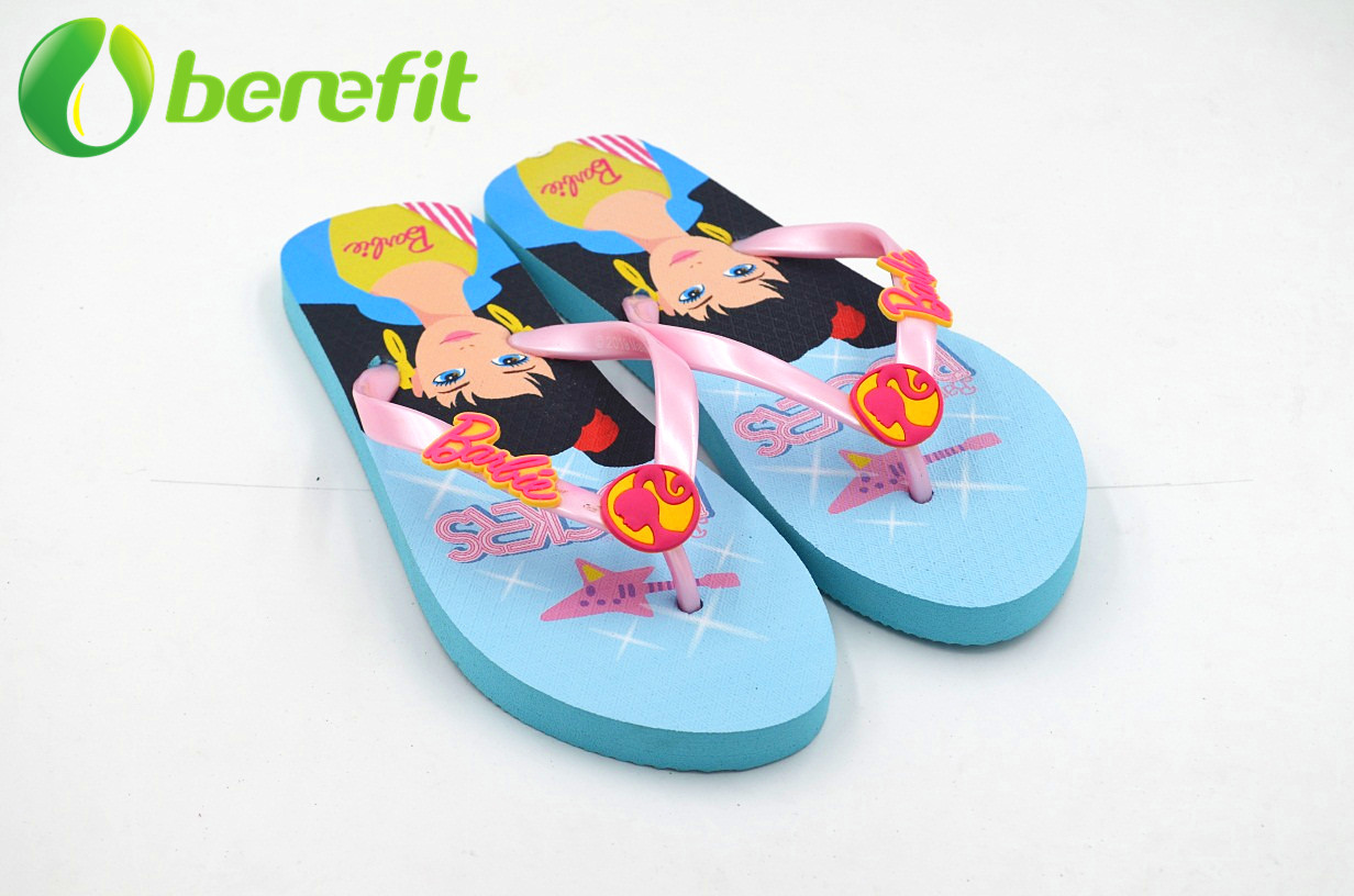Barbie Summer Girls Printed Flip Flops with PVC Patch on The Strap 