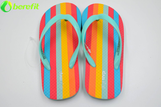 Interesting Lady Coloful Strip Flip Flops Slippers 
