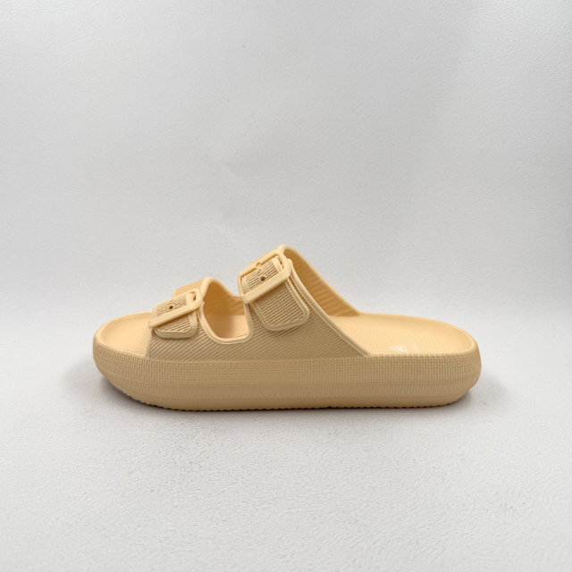 LADIES EVA YELLOW BIRKENSTOCK-STYLE SANDALS WITH TWO BUCKLES ON THE UPPER