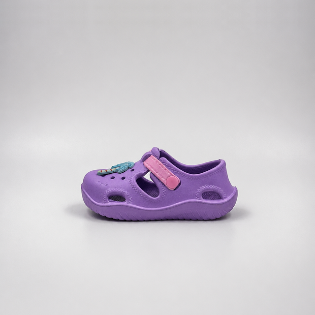 Wholesale Kids Purple Palm Tree Clogs Pink Strap EVA Sandals