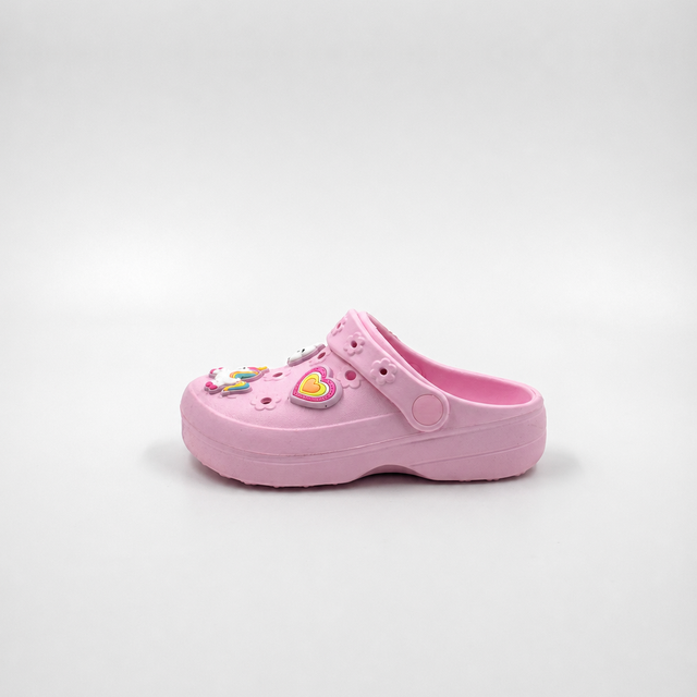 Bulk Kids Pink Unicorn Clogs Rainbow & Heart Theme Garden Shoes